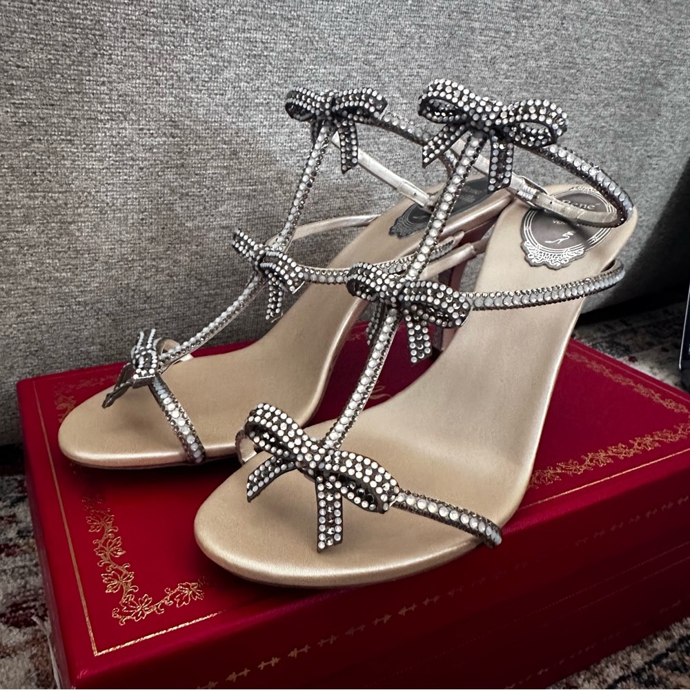 Rene Caovilla CATERINA SANDAL STRASS 80mm opal white black 38.5